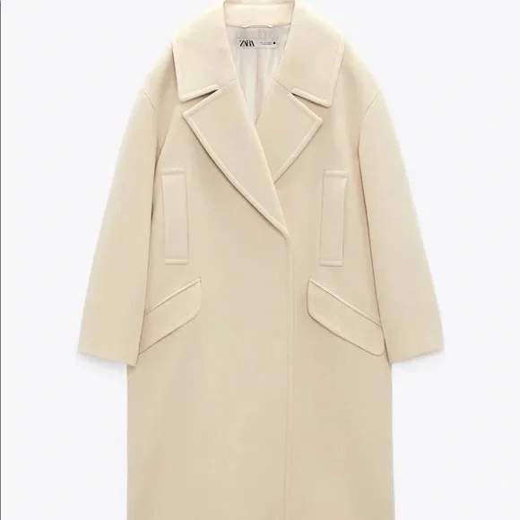 NWT ZARA Oversized Vanilla/Cream Coat with Pockets Size L, M, S - Picture 1 of 14